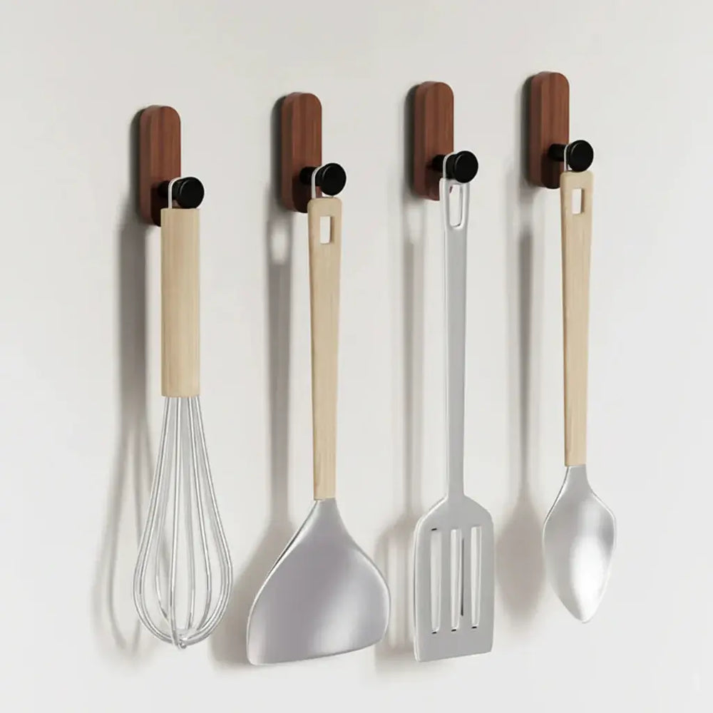 Self-Adhesive Walnut Wood Wall Hooks