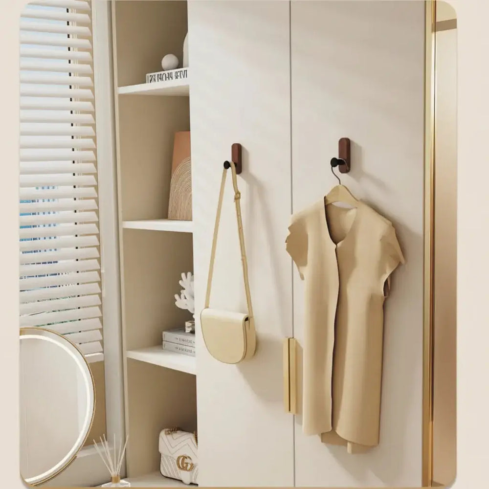 Self-Adhesive Walnut Wood Wall Hooks