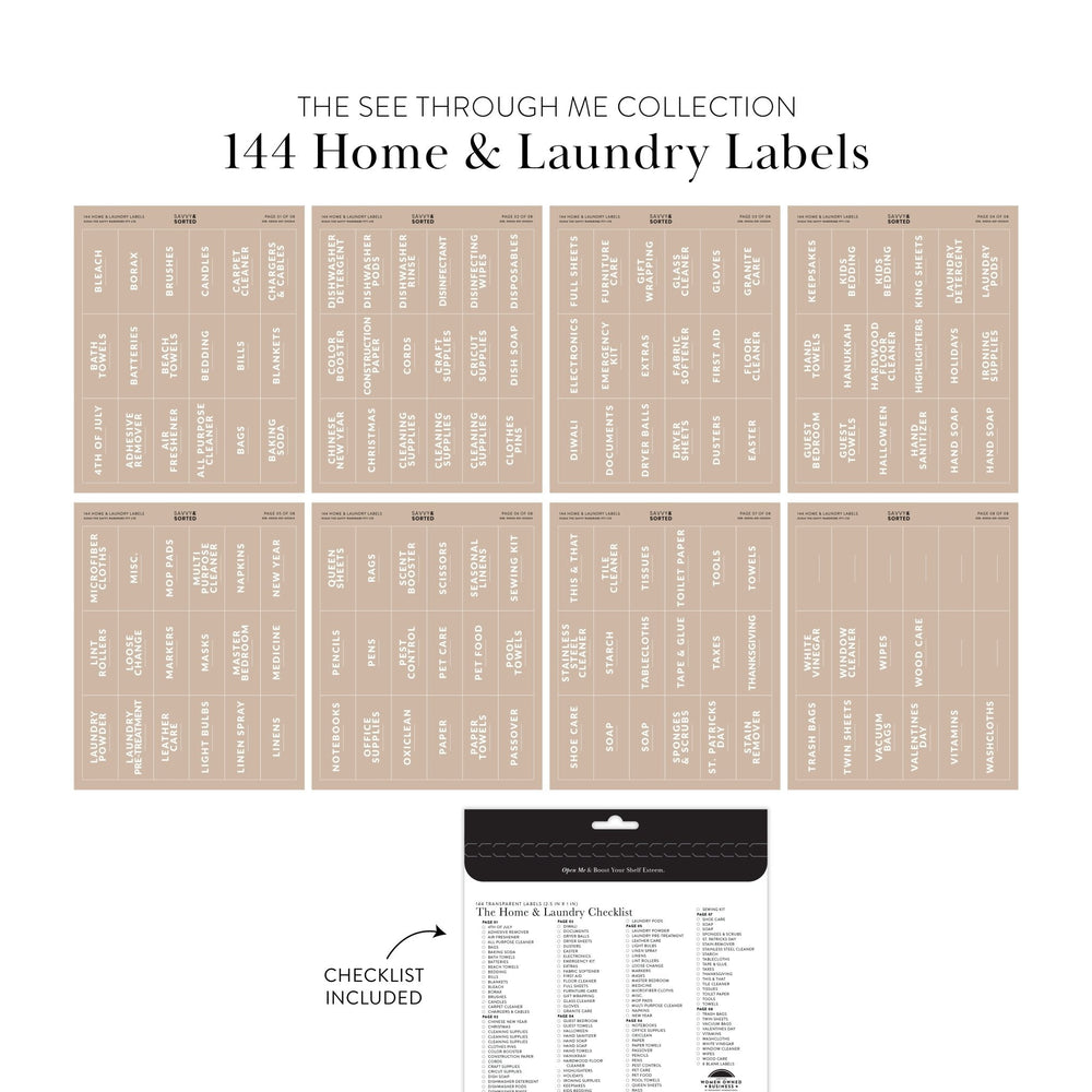 Clear Home & Laundry Labels – 144 Pack