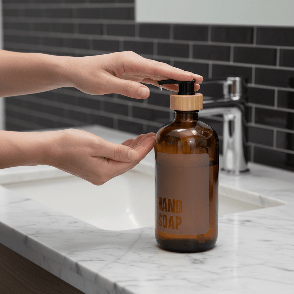 Amber Glass Hand Soap Dispenser – 500ml