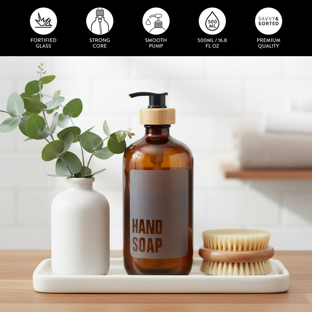 Amber Glass Hand Soap Dispenser – 500ml