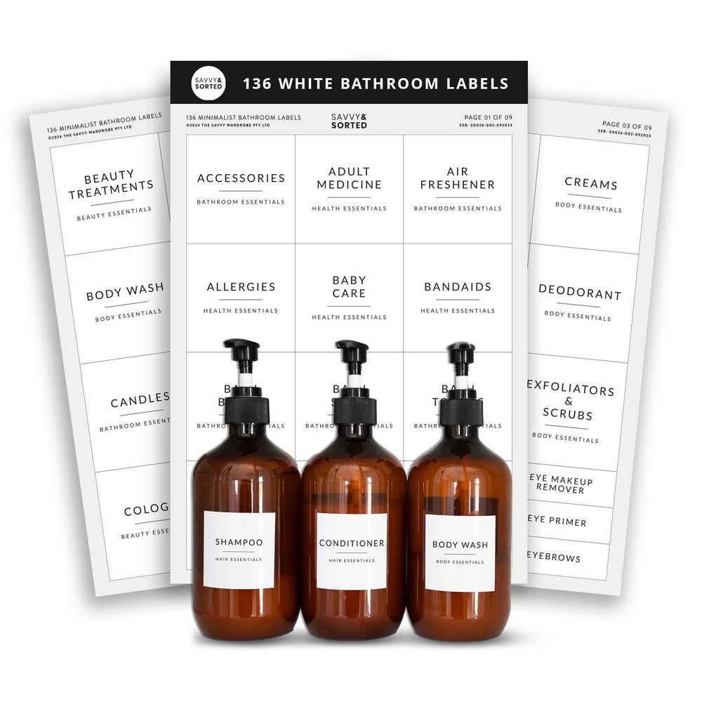 Minimalist Bathroom & Makeup Labels – 158 Pack