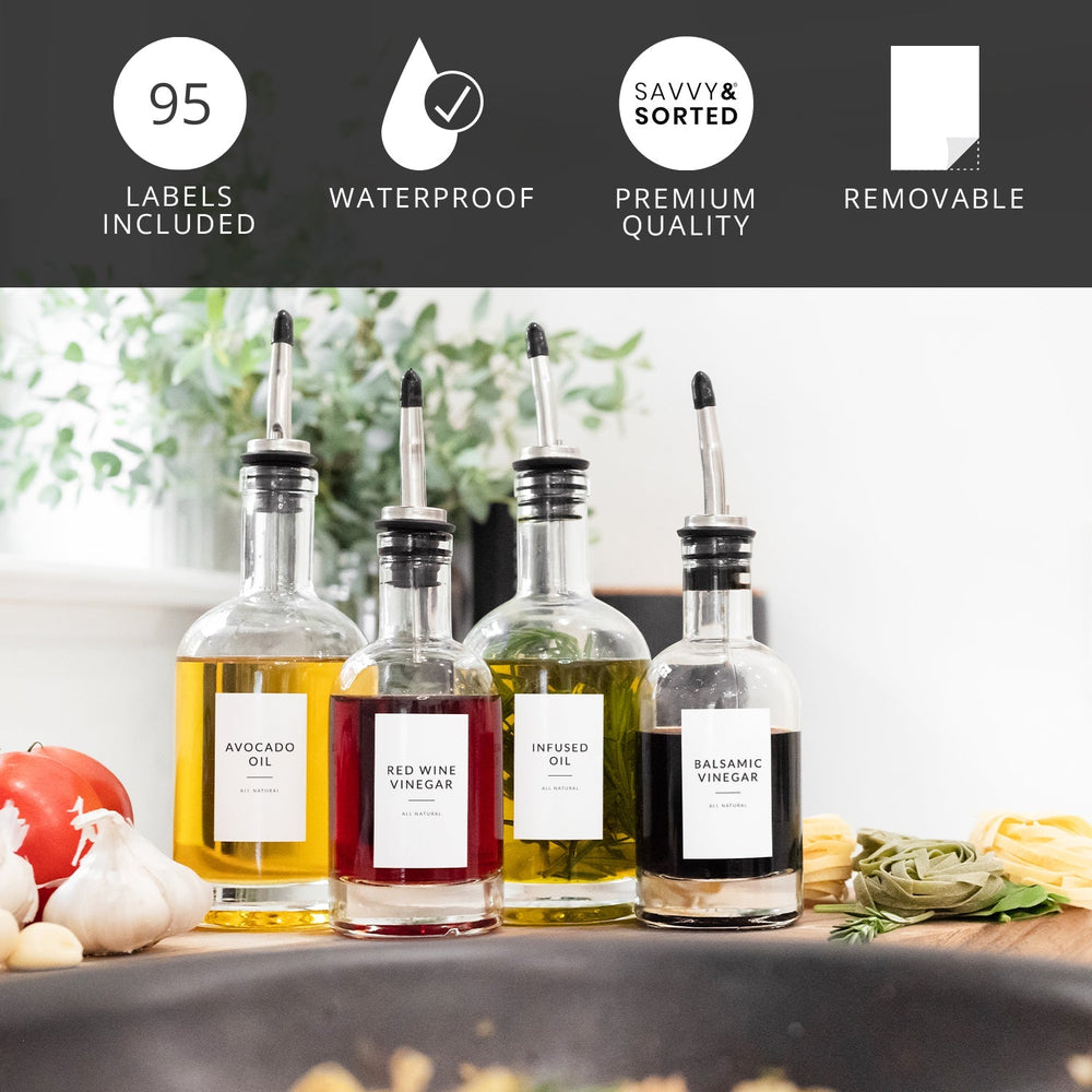 Minimalist Oil & Vinegar Labels – 54 Pack