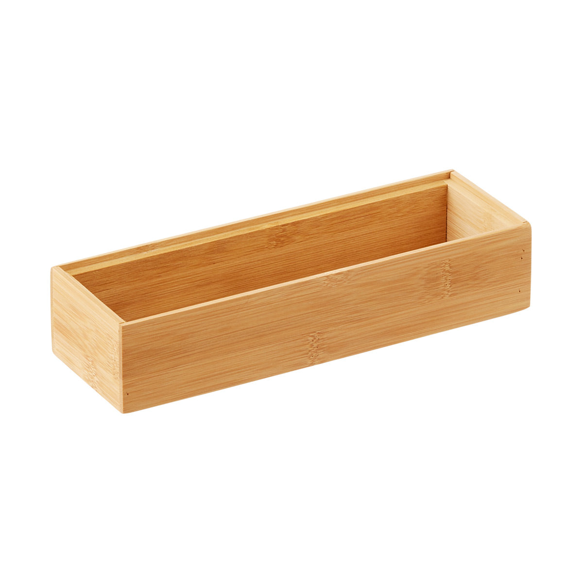 Rectangular wooden planter box on a white background