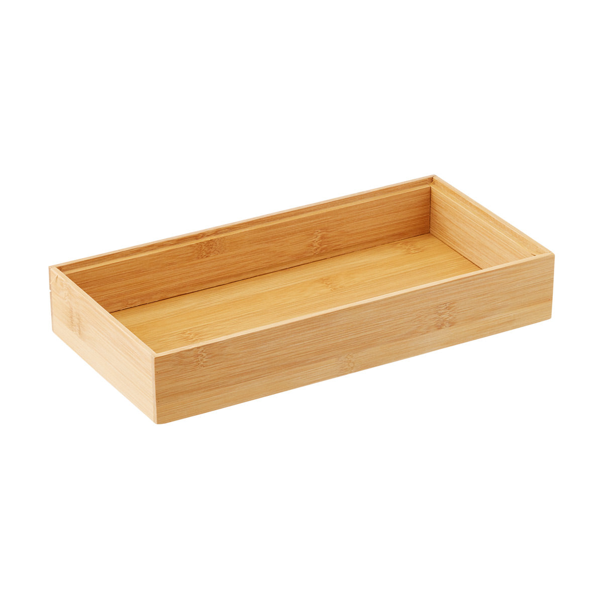 Rectangular wooden tray on a white background