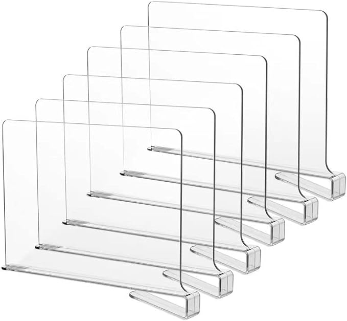 Clear Acrylic Shelf Dividers – Set of 6