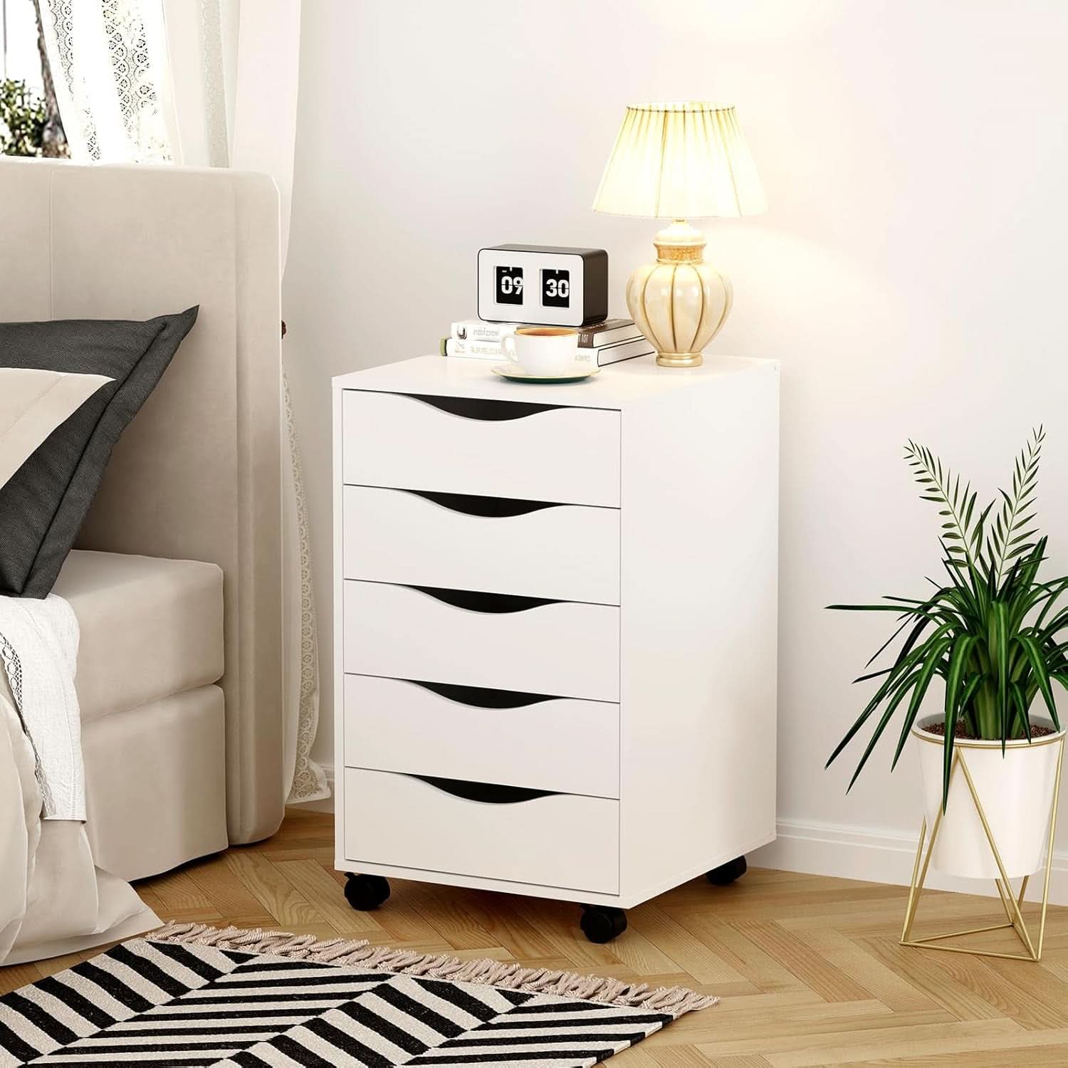 5-Drawer File Cabinet – White Home Office Storage