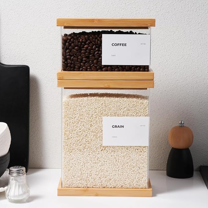 Airtight Bamboo Food Dispenser – Large (Set of 2)