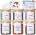 Glass Spice Jars with Bamboo Lids – 20pc Set