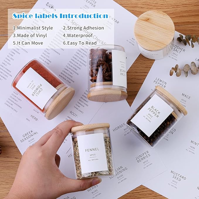 Glass Spice Jars with Bamboo Lids – 20pc Set