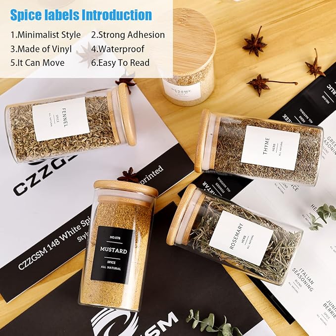 Glass Spice Jar Set – 12 Pieces with Labels