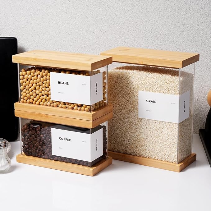 Airtight Bamboo Food Dispenser – Large (Set of 2)