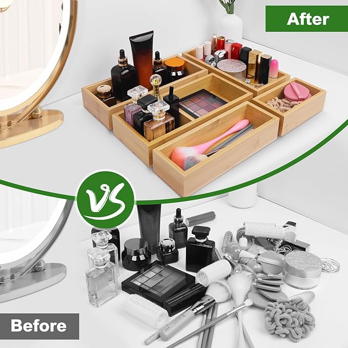 Bamboo Drawer Organizer Set – 5pc