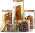 Glass Storage Jars with Bamboo Lids – Set of 5