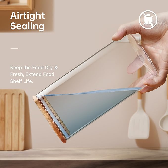 Square Glass Jars with Bamboo Lids – Mixed Set of 5