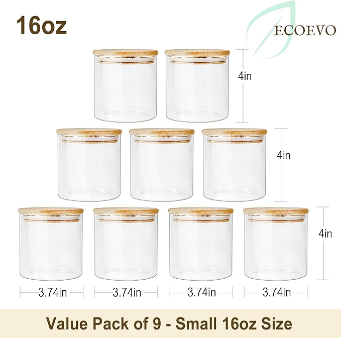 Glass Pantry Jar Set – 9 Pieces with Bamboo Lids