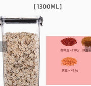 Glass jar with oats and a pink chart showing food equivalencies on a white background