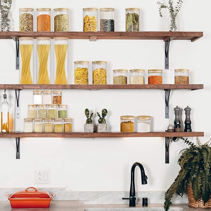 Glass Pantry Jar Set – 9 Pieces with Bamboo Lids