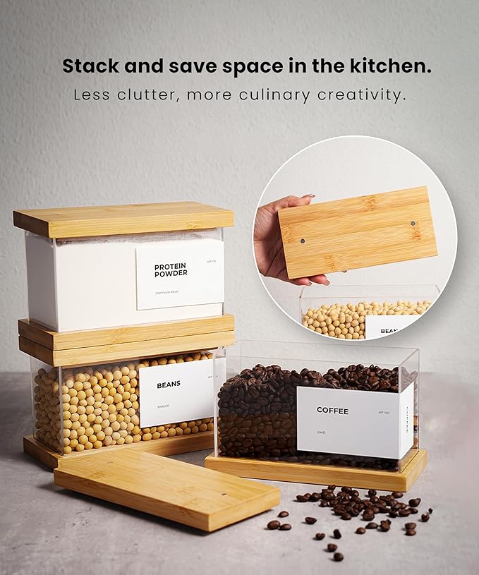Airtight Bamboo Food Dispenser – Large (Set of 2)