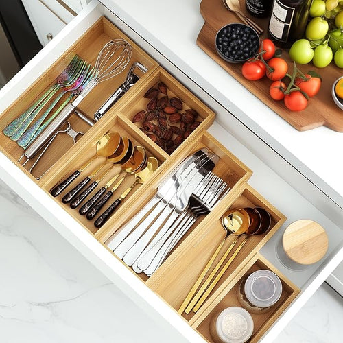 Bamboo Drawer Organizer Set – 5pc