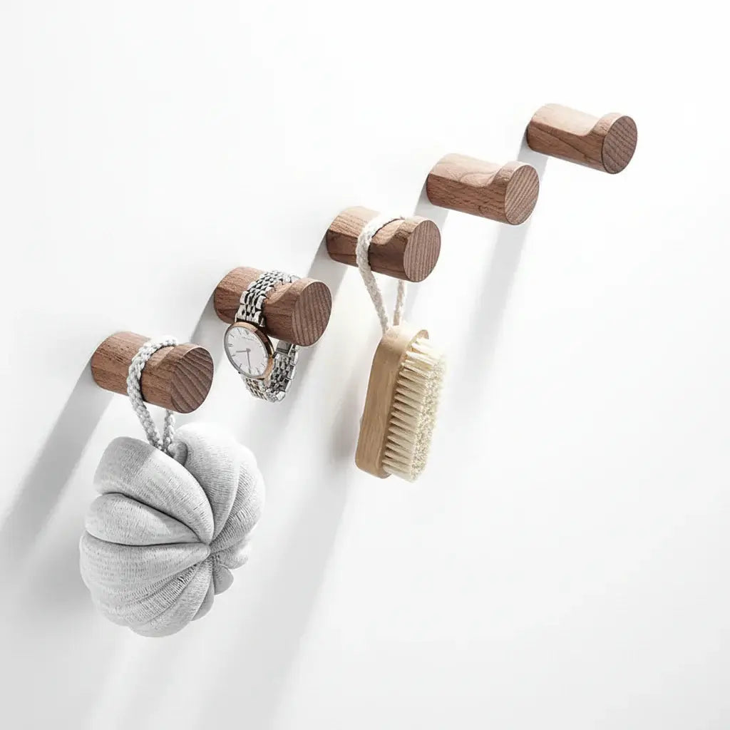 Rustic Wood Wall Hooks – Heavy Duty Coat & Hat Hanger