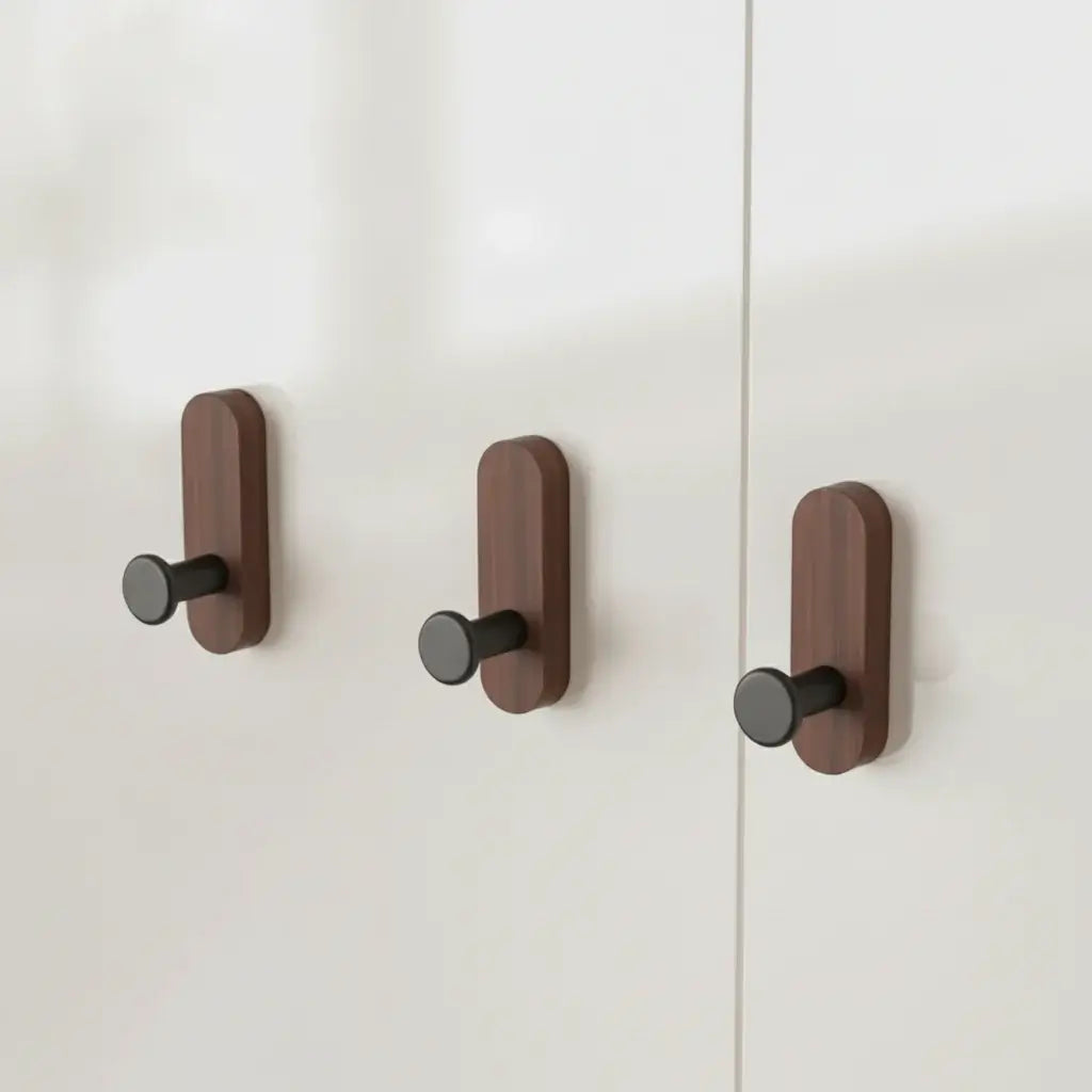 Self-Adhesive Walnut Wood Wall Hooks