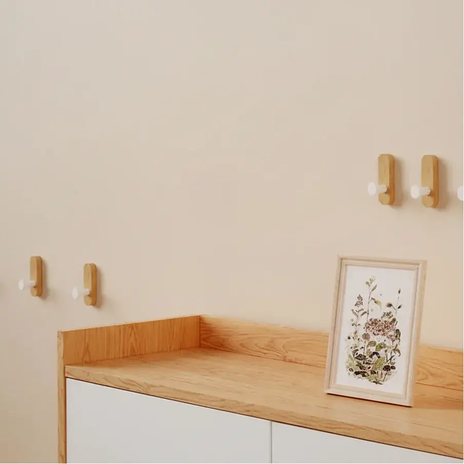 Self-Adhesive Walnut Wood Wall Hooks