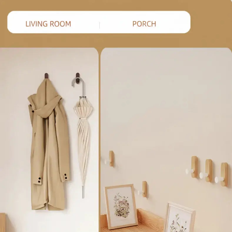 Self-Adhesive Walnut Wood Wall Hooks