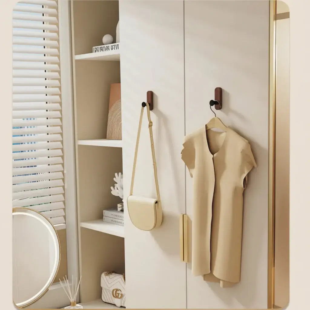 Self-Adhesive Walnut Wood Wall Hooks