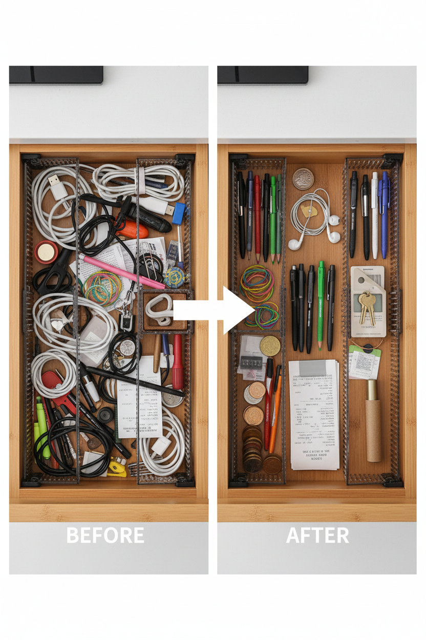Adjustable Drawer Divider - Before After