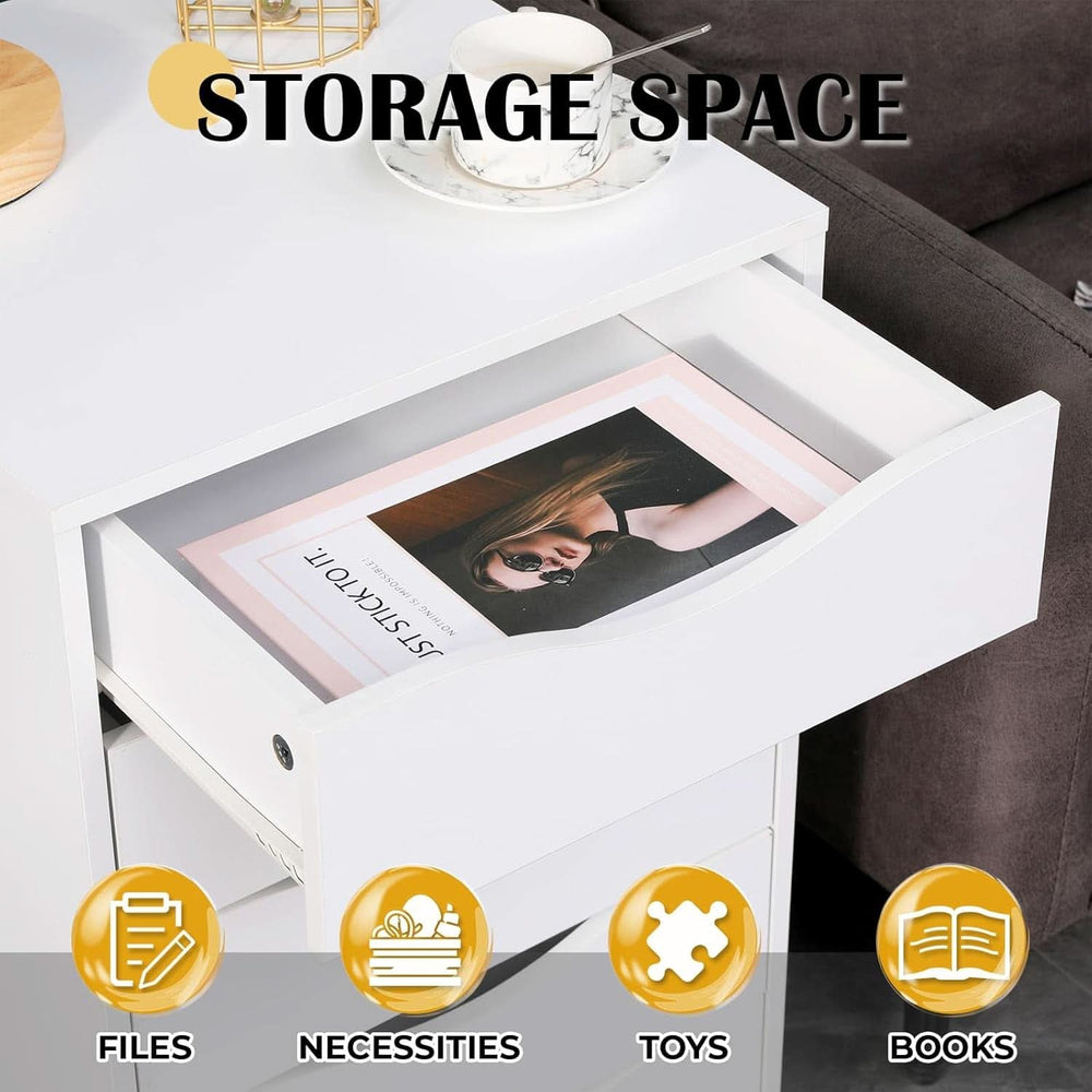 5-Drawer File Cabinet – White Home Office Storage