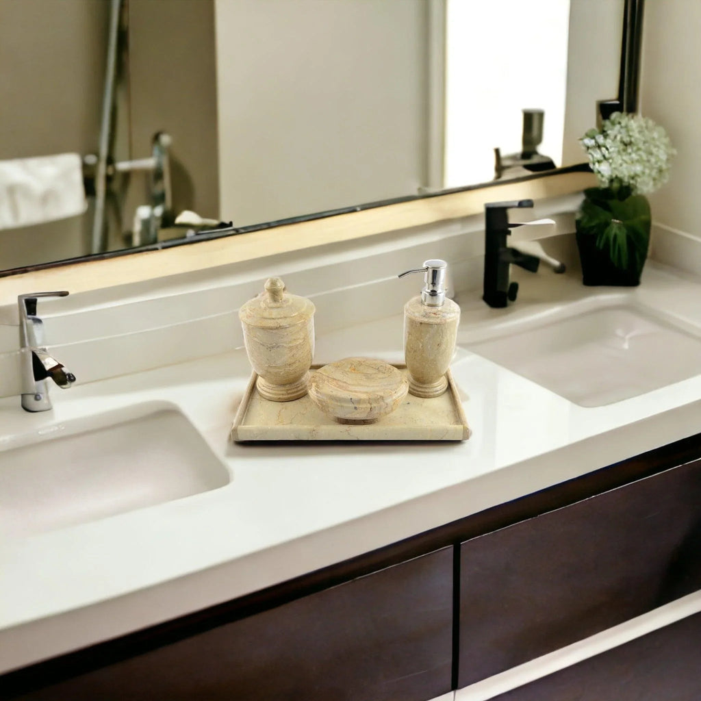 Sahara Beige Marble Vanity Tray Set