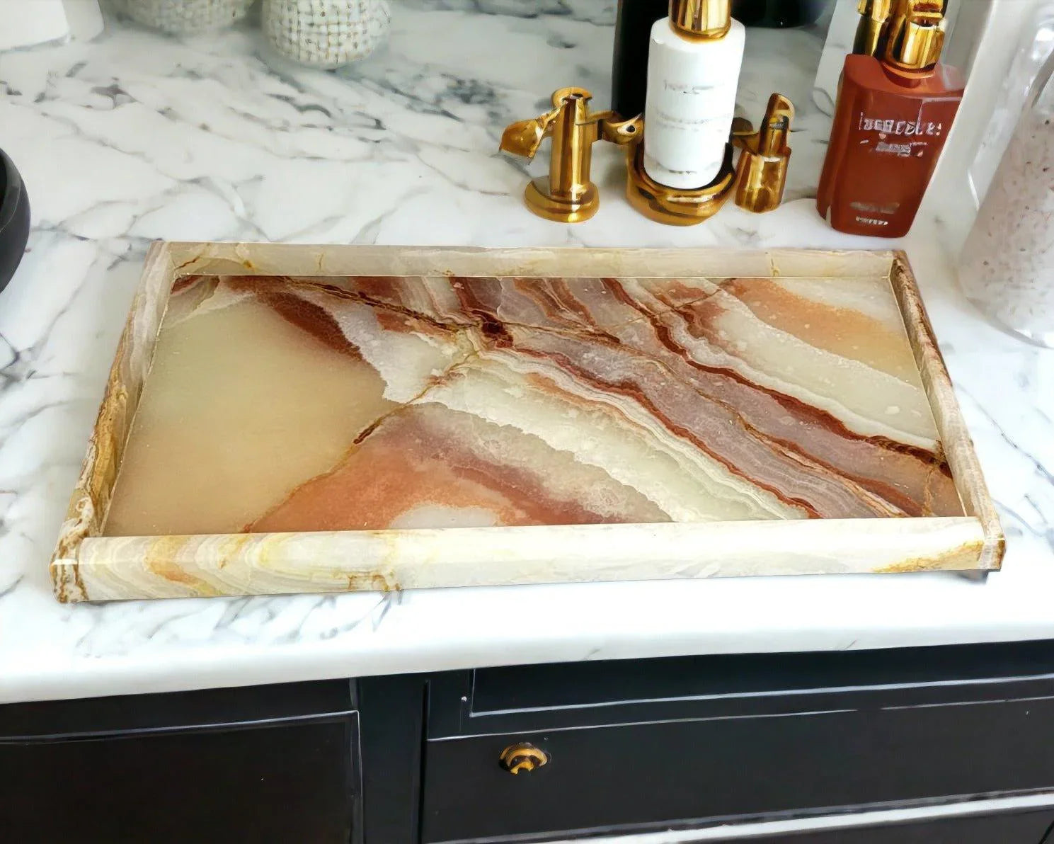 Multi Brown Onyx Vanity Tray