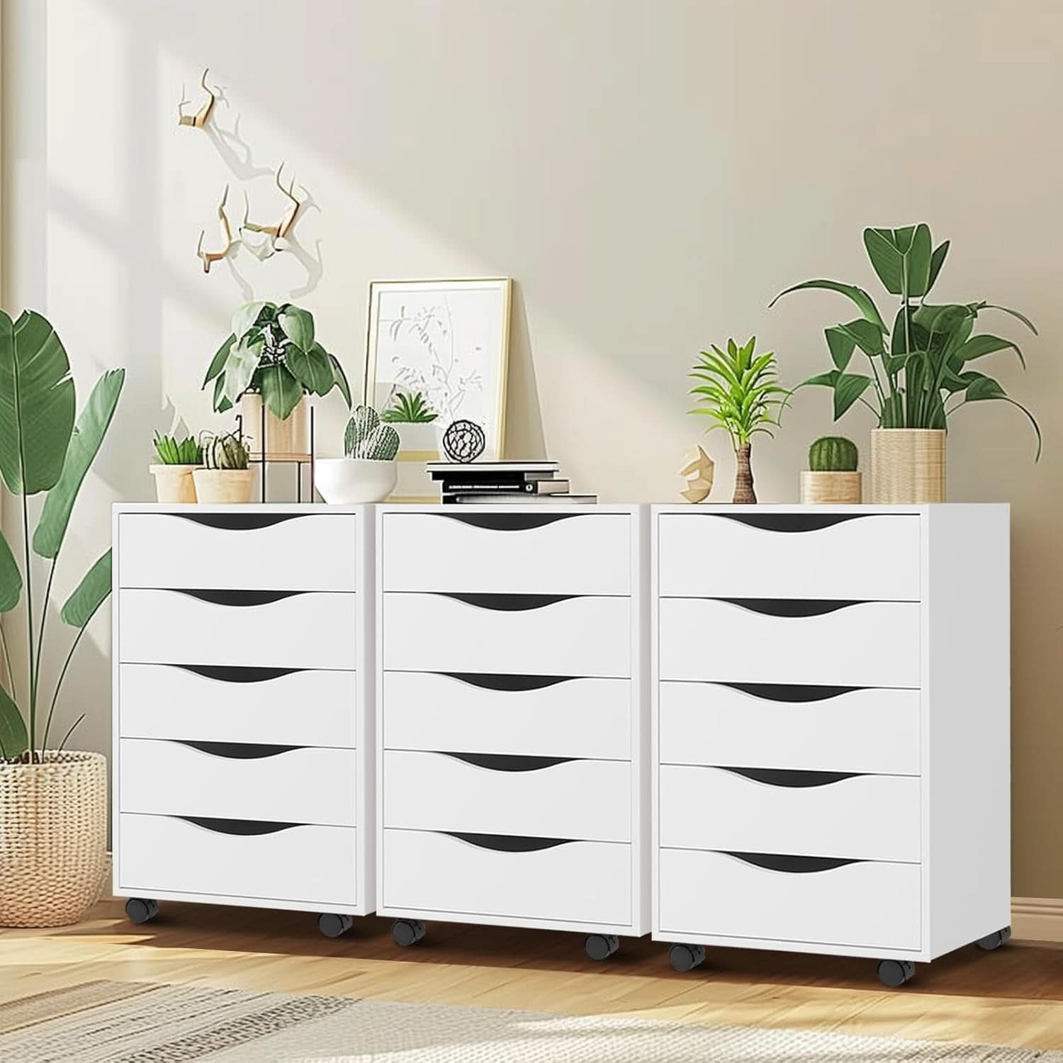 5-Drawer File Cabinet – White Home Office Storage