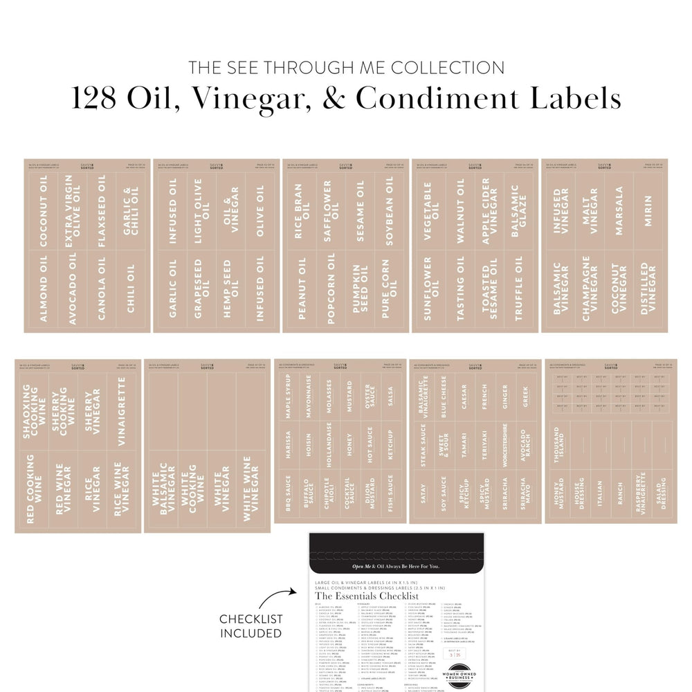 Clear Oil & Vinegar Condiment Labels