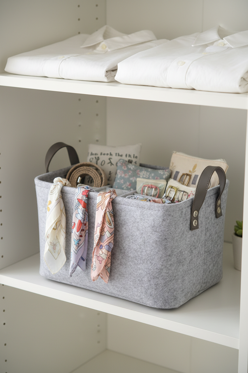 Desktop Basket - Light Grey Closet