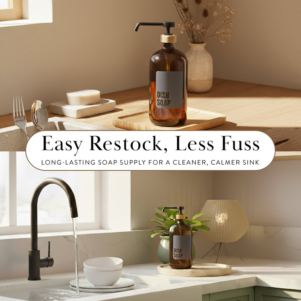 Amber Glass Dish Soap Dispenser – 1L