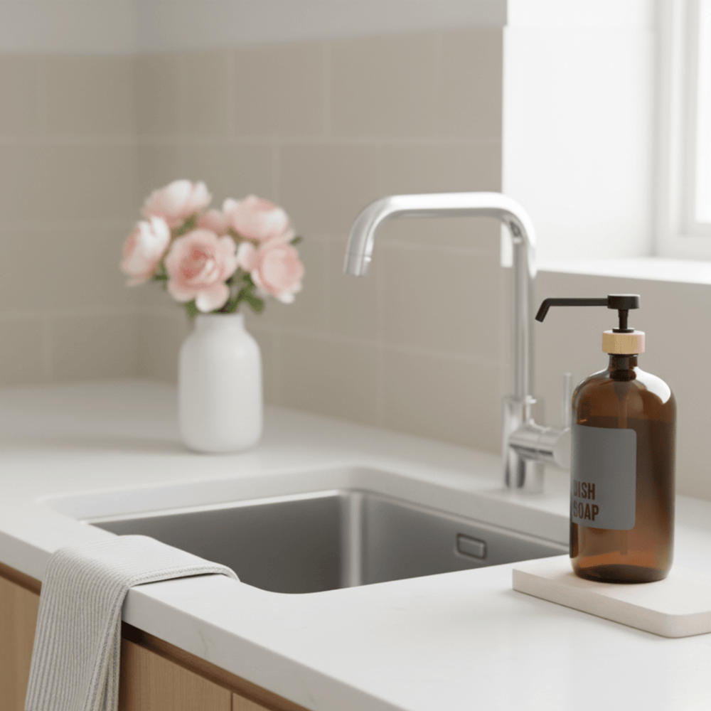 Amber Glass Dish Soap Dispenser – 1L