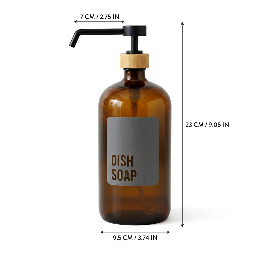 Amber Glass Dish Soap Dispenser – 1L