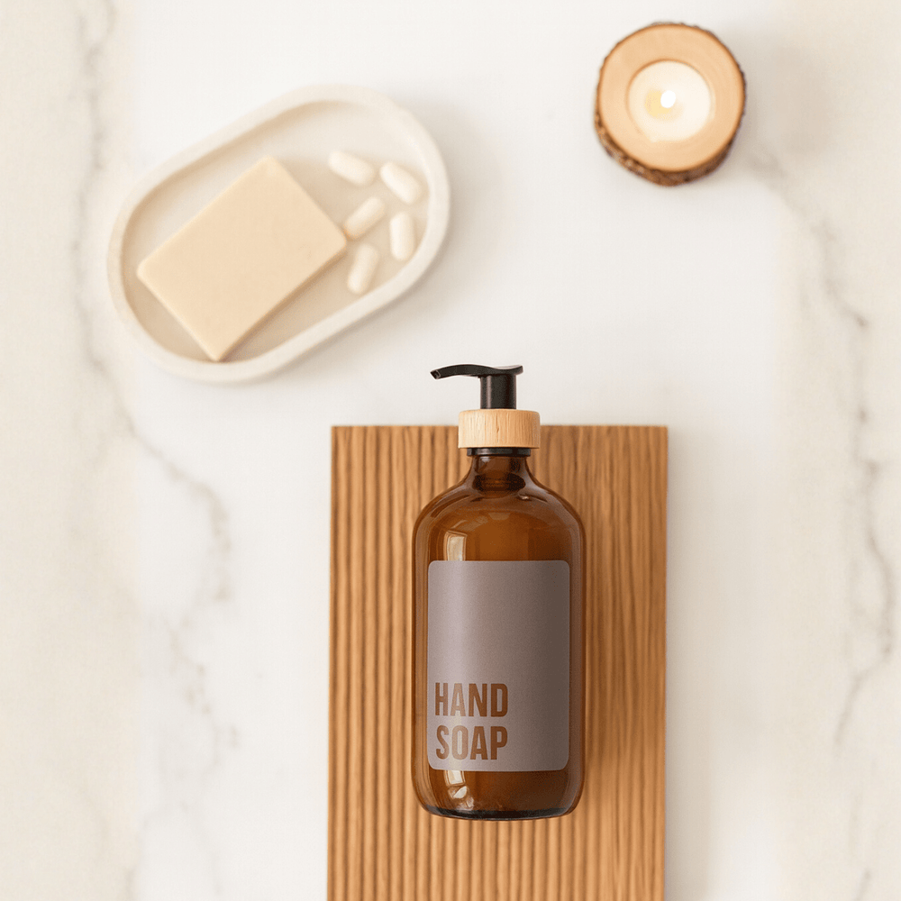 Amber Glass Hand Soap Dispenser – 500ml