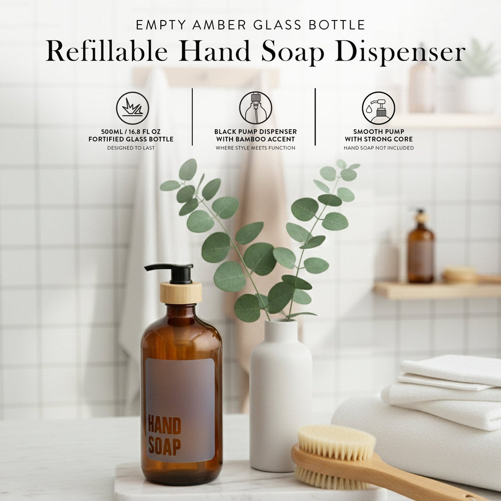 Amber Glass Hand Soap Dispenser – 500ml