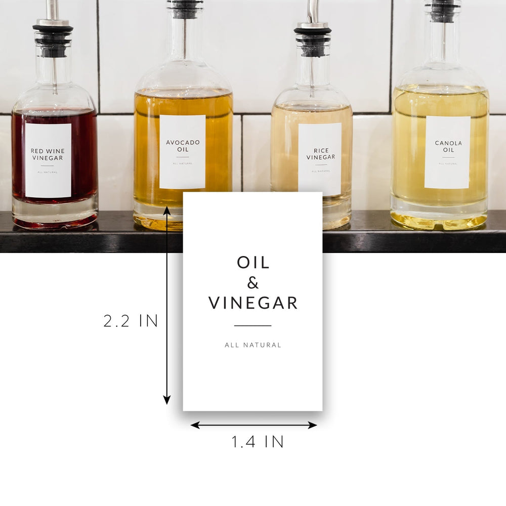 Minimalist Oil & Vinegar Labels – 54 Pack